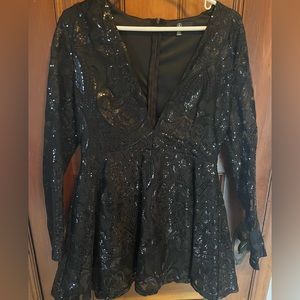 Boohoo black sequin dress